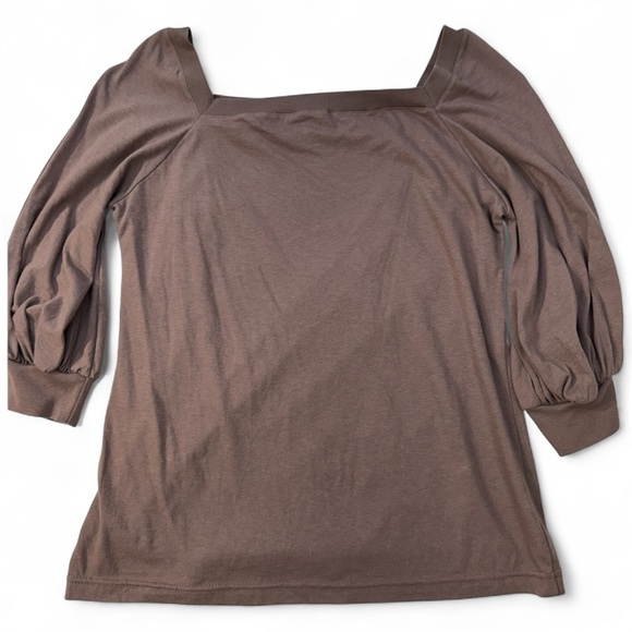 Spiritex Tops - Spiritex Mushroom/Mauve 3/4 sleeve USA made cotton top, women’s Lg, square neck